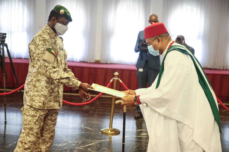 Nwachukwu presents Letters of Credence to Mali’s Transitional President, Goita